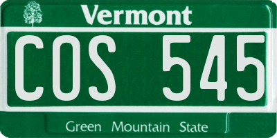 VT license plate COS545
