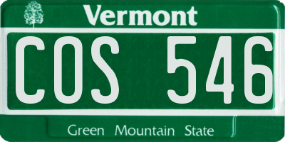 VT license plate COS546