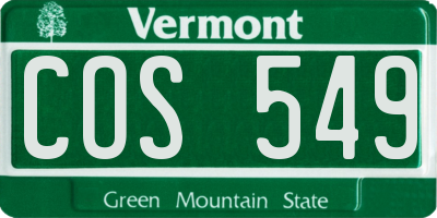 VT license plate COS549