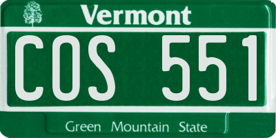 VT license plate COS551