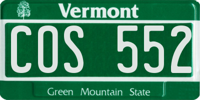 VT license plate COS552