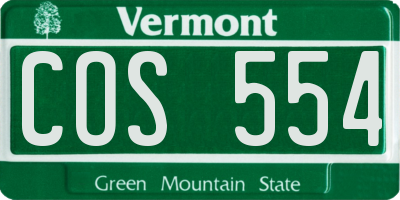 VT license plate COS554