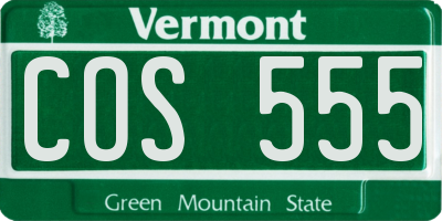 VT license plate COS555