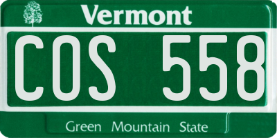 VT license plate COS558