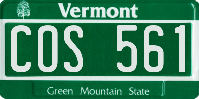 VT license plate COS561
