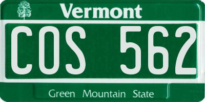 VT license plate COS562