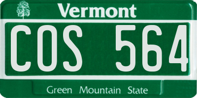 VT license plate COS564