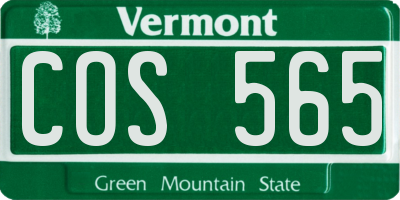 VT license plate COS565