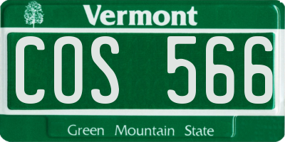 VT license plate COS566