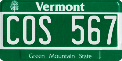 VT license plate COS567