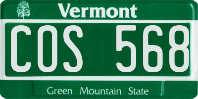 VT license plate COS568