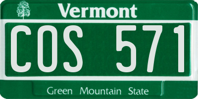 VT license plate COS571