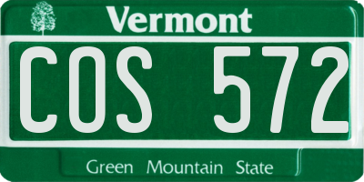 VT license plate COS572