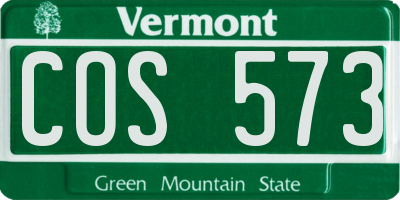 VT license plate COS573