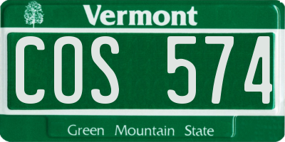 VT license plate COS574