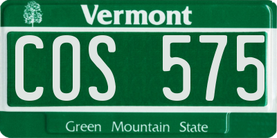 VT license plate COS575