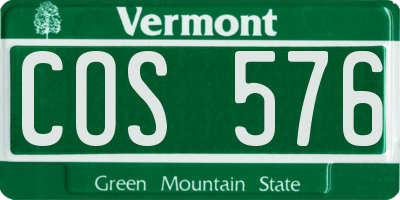VT license plate COS576