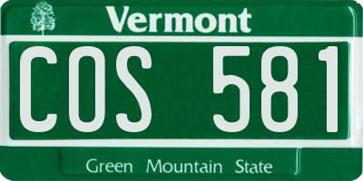 VT license plate COS581