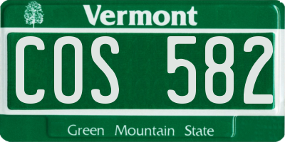 VT license plate COS582