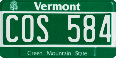 VT license plate COS584