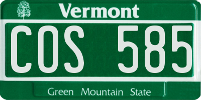 VT license plate COS585