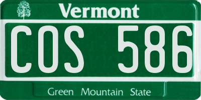 VT license plate COS586