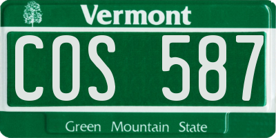 VT license plate COS587