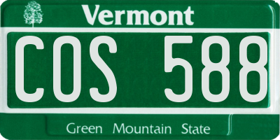 VT license plate COS588
