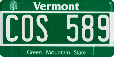 VT license plate COS589