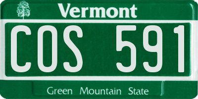 VT license plate COS591