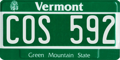 VT license plate COS592