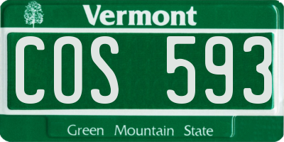 VT license plate COS593