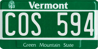 VT license plate COS594