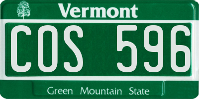 VT license plate COS596