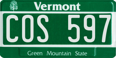 VT license plate COS597