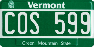 VT license plate COS599