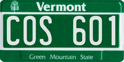 VT license plate COS601