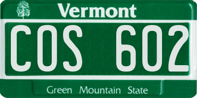 VT license plate COS602