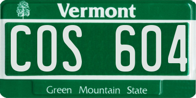 VT license plate COS604