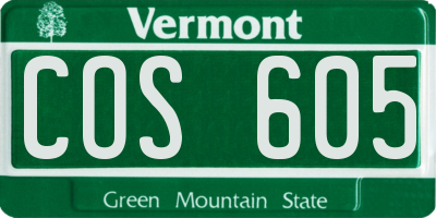 VT license plate COS605