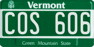 VT license plate COS606
