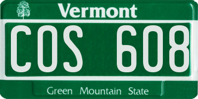 VT license plate COS608
