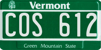 VT license plate COS612
