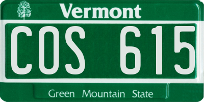 VT license plate COS615