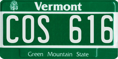 VT license plate COS616