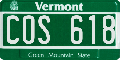 VT license plate COS618