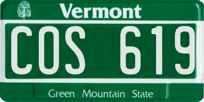 VT license plate COS619
