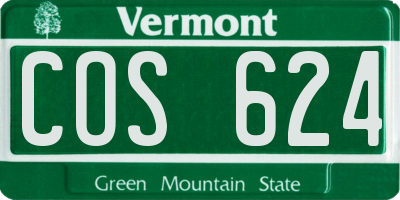 VT license plate COS624
