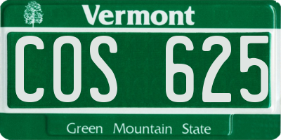 VT license plate COS625