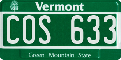 VT license plate COS633